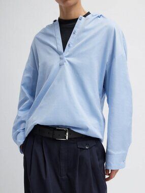 Tibi Oxford Hooded Shirt